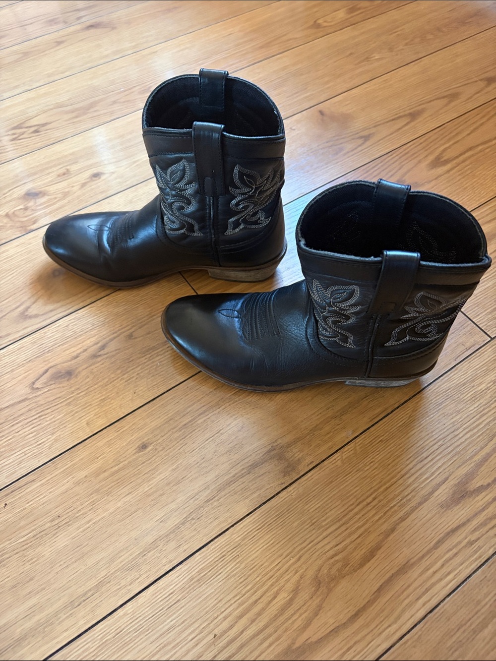 Dingo Black Leather Embroidered Ankle Boots Size 7 - Picture 4 of 8